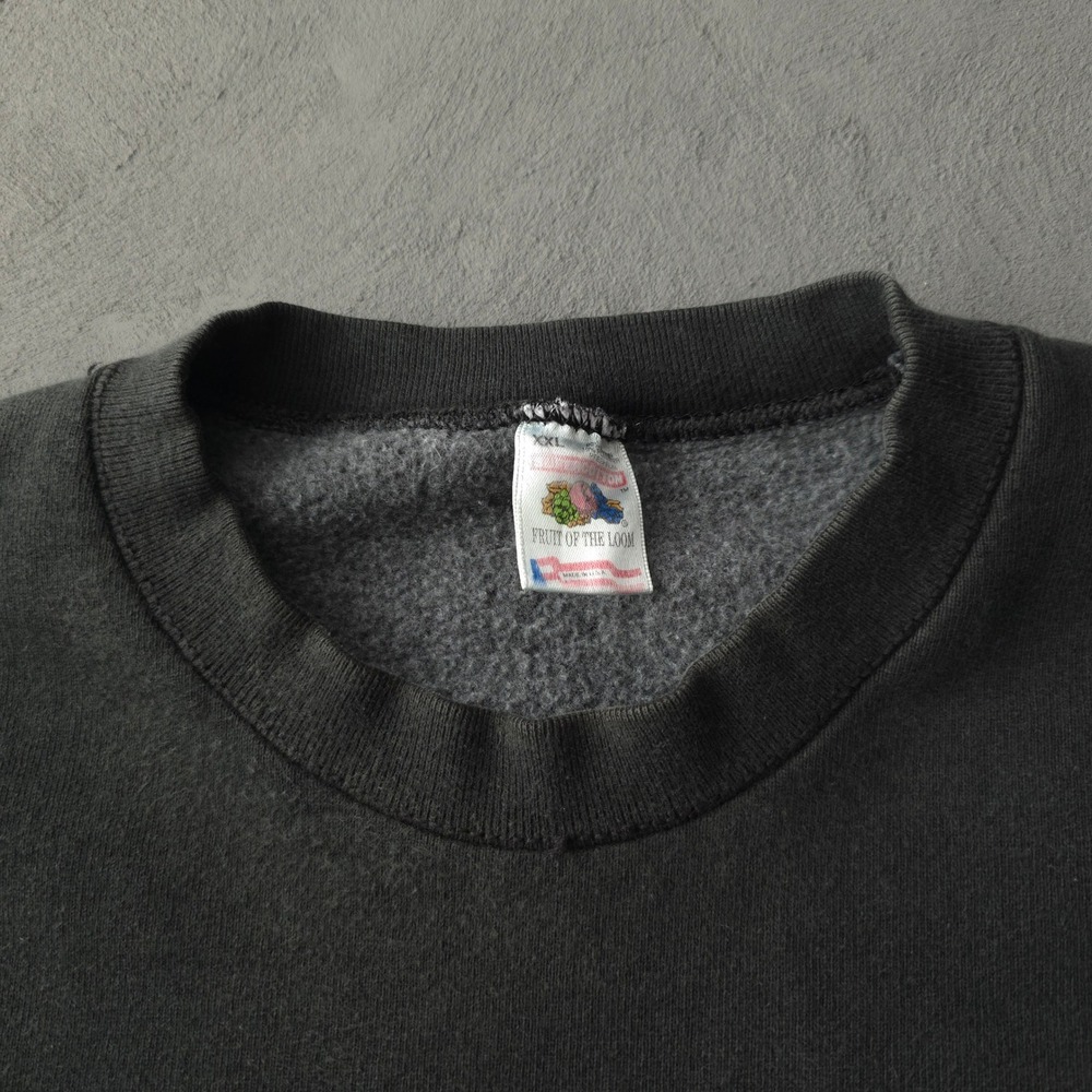 Vintage 90s Fruit of the Loom Black Sweatshirt XXL Canada Flag Heavyweight - Picture 6 of 11